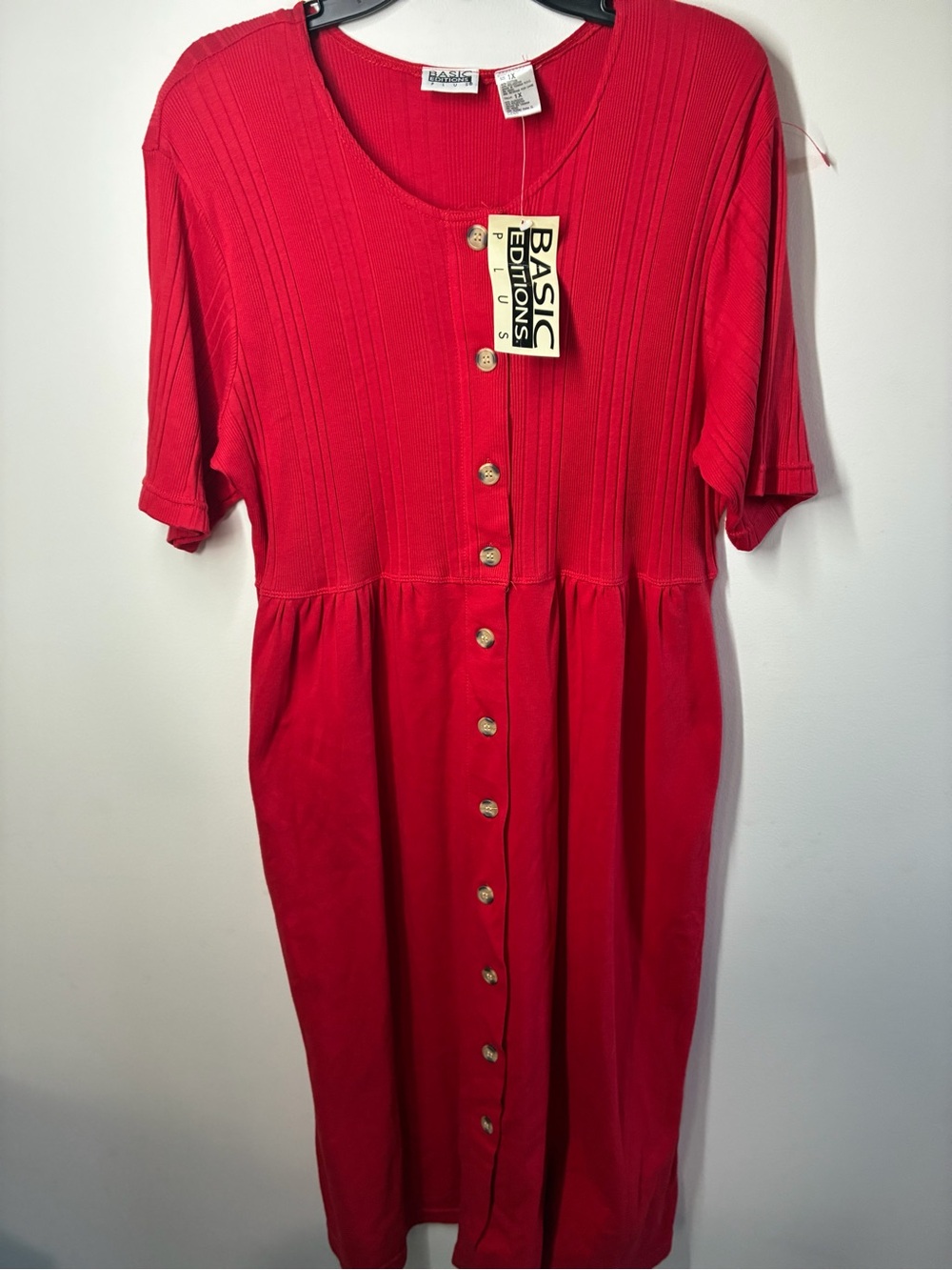 Basic Editions Red Button-Front Maxi Dress